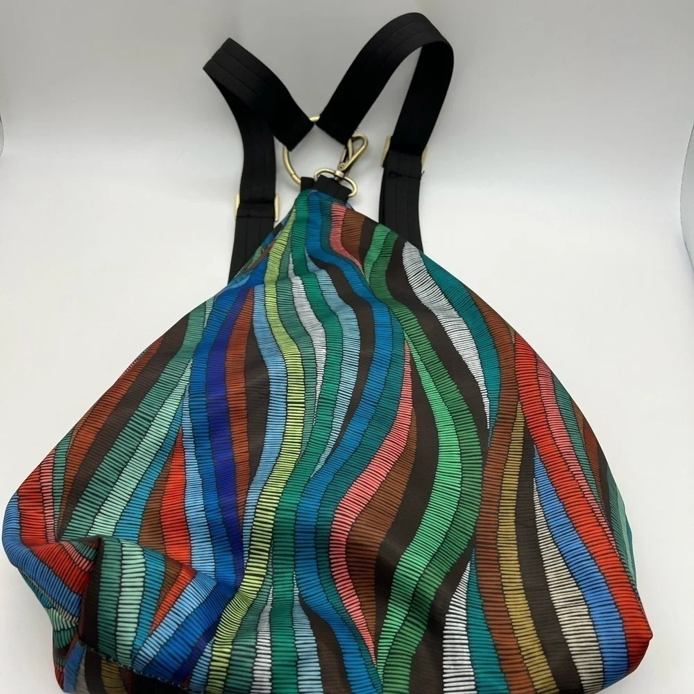 BLACK BUTTERFLY COLORFUL ABSTRACT PATTERN SMALL BACKPACK PURSE